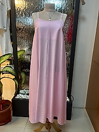 Tensel kumaş pembe elbise
