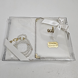 Beyaz Seccadeli ipek Set