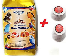 Kuş Maması Ballı Yumurtalı Kuş Maması 1 Kg  Muhabbet ve Kanarya kuşları için Mama + Gaga Taşı