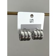 Çelik 3 Boğum Silver Küpe