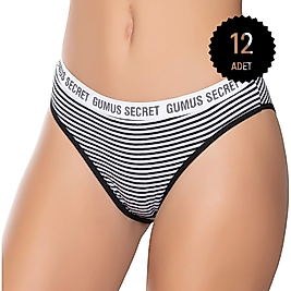 Gümüş 6063 Kadın Likralı Kemerli Lastik "Gümüş Secret" Bikini Karışık 12 li Paket