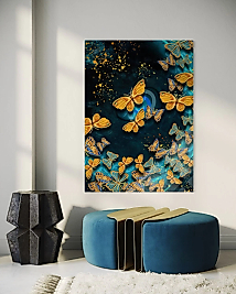 Çoklu Kelebekli Cam Tablo