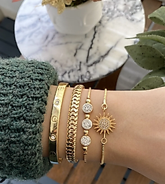 Jenny Daphne Kadın Altın Kaplama Bijuteri Bileklik Zirkon Taşlı 4 Lü Set