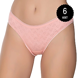 Gümüş 6092 Kadın Jakarlı Kalp Desenli Bikini Karışı 6 lı Paket