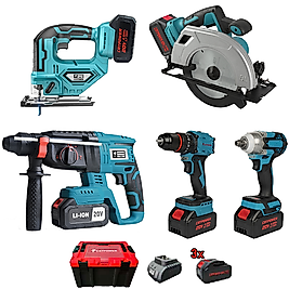 CATPOWER KÖMÜRSÜZ AKÜLÜ SET: DARBELİ VİDALAMA / KIRICI-DELİCİ / AKÜLÜ SUNTA KESME / / SOMUN SIKMA / DEKUPAJ 20V 4.0aH Lİ-İON