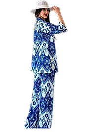 Alt Üst Takım Kimono- Desenli-Mavi