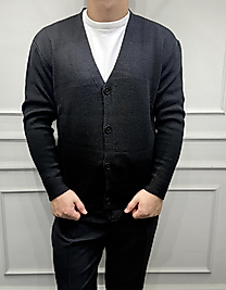 Düğmeli Basic Hırka - Siyah