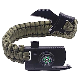 Paracord Bileklik 5 Fonksiyonlu/Bıçaklı(Haki)