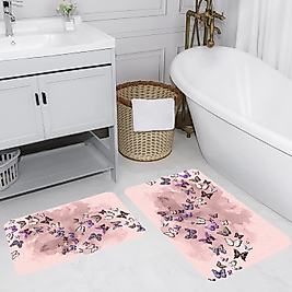 Rovigo Home Dijital Baskı Yıkanabilir Kaymaz 2 li Banyo Takımı