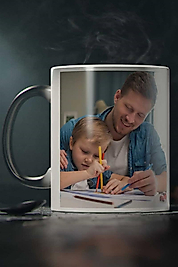 Miracix BBA0704 Babalar Gününe Özel Resimli Fotoğraflı Baskılı Sihirli Kupa Bardak Hediyelik