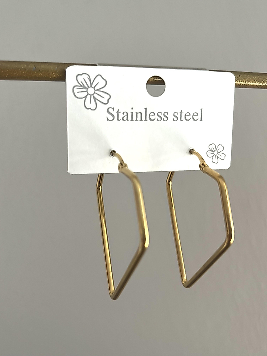 Çelik Orta Boy Dörtgen Küpe