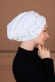 drapeli dolgulu taslı bone