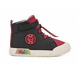 Alaca Uzun Işıklı Sneaker Siyah Kırmızı Unisex Çocuk Spor Ayakkabı