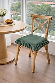 Fırfırlı Yeşil Iskandinav Sandalye Minderi