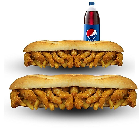 2'li Tam Ekmek Arası Çıtır Tavuk & Patates + 1,5 Litre Kola Menü