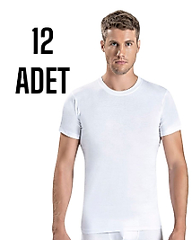 Gümüş Erkek Penye Kapalı Yaka Atlet Beyaz 12 li Paket