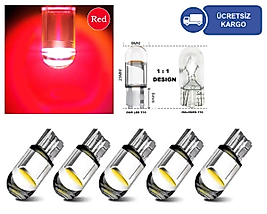 ( 5 X ADET ) 1 SET LED T10 DİPSİZ AMPUL 12V DIAMOND PINE. RED (5W DİPSİZ AMPUL ELMAS CAM KIRMIZI)