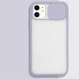 İphone 12 -12 Pro Uyumlu Kamera Sürgülü Telefon Kılıfı Mor