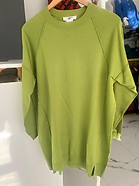 TERS DİKİŞ DETAYLI  TRİKO TUNİK YEŞİL