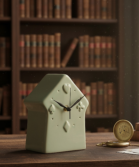 Krem Renkli Ev Formlu Masa Saati MS024