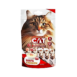 EuroGold Cat Dana ve Tavuk Etli Sıvı Kedi Ödül Maması 5 x 15 g