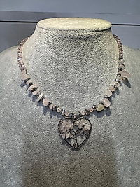 Hayat Ağacı Pembe Kuvars Taşlı Kolye