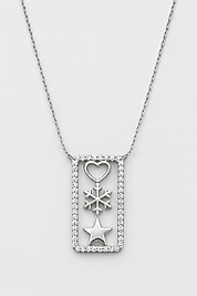 Sihirli Şans Kolyesi – Kalp, Yıldız ve Kar Tanesi Detaylı 925 Ayar Gümüş