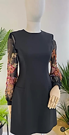 GIZIA KIWE KOL NAKIŞLI SİYAH ELBİSE