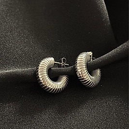 Tırtıl Halka Silver Çelik Küpe