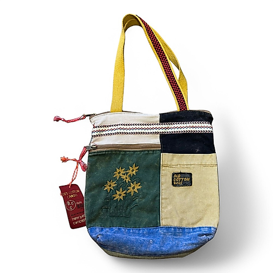Old Cotton Cargo Vintage Renkli Etnik Orta Boy Günlük Kadın Kol Omuz Çantası 27CM x 33CM