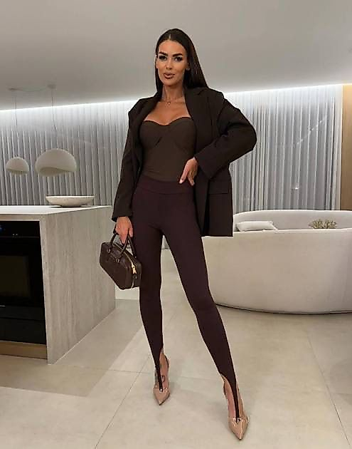 yüksek bel toplamalı Çıma detay ayak geçme füzo taty KAHVE