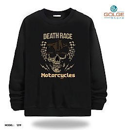 Motorcu Model Bisiklet Yaka Erkek kadın Slimfit Sweatshirt