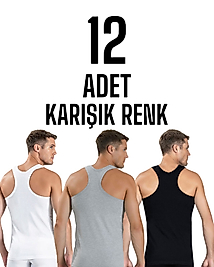 Gümüş Erkek Arkası Çapraz Atlet Karışık 12 Li Paket