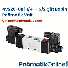 4V220-08 | 1/4" - 5/2 Çift Bobin Pnömatik Valf