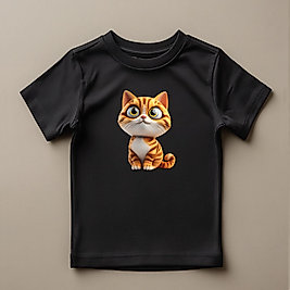 Kedi Baskılı Normal Kalıp  Çocuk Tişört