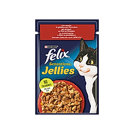 Purina Felix Pouch Sensations Jellies Sığır Etli ve Domatesli Yaş Kedi Maması (85 g)