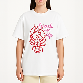 Crack Me Up - Baskılı Oversize Tişört