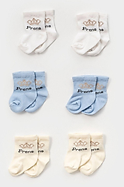 Bebek 6’lı Pamuklu Çorap Seti | Prens/Princess Desenli