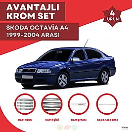 Skoda Octavia A4 Avantajlı Krom Set 1999-2004 Arası -4Ürün- Paslanmaz Çelik