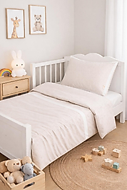 %100 Pamuk Beyaz Biyeli Nevresim Takımı