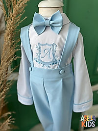 Bebe Mavisi Salopet Takım - Göğüs Nakışlı