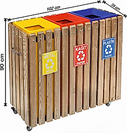 AHŞAP GERİ DÖNÜŞÜM KUTUSU BOYALI ( KDV DAHİL )