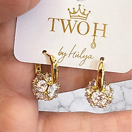 Xuping Gold Sallantılı Taşlı Top Küpe