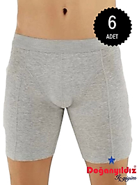 Doğan Yıldız 2831 Likralı Vücudu Saran Uzun Boxer Gri 6 lı Paket