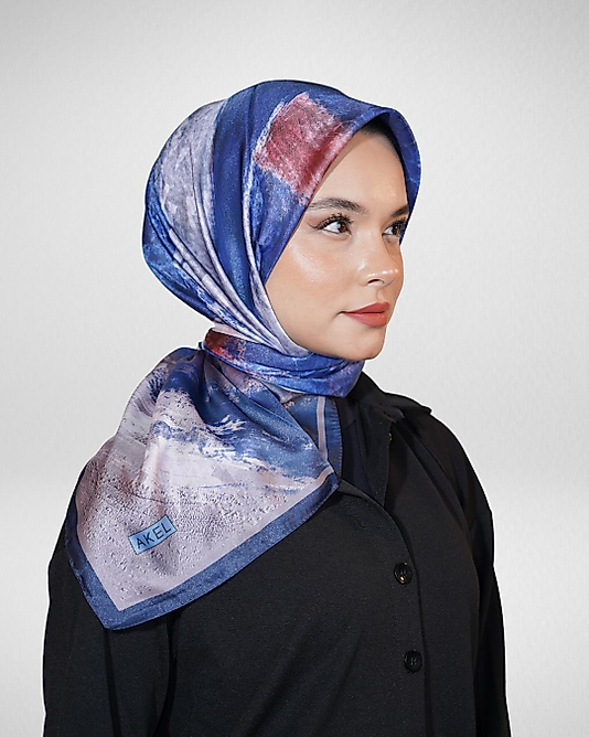 Dijital Kristal Eşarp Pastel Mermer Desenli