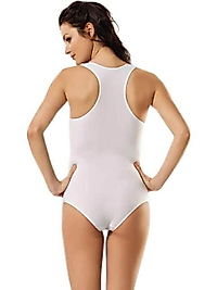 Gümüş Bayan Likra Kalın Askılı Sporcu Çıtçıtlı Body 6'Lı Paket G4056