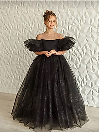 Kız Çocuk Siyah Tül Tasarım Elbise