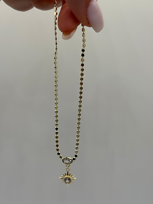 Xuping VIP Çelik Güneş Figürlü Taş Detaylı 14K Altın Renk Kolye