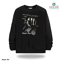 Motorcu Model Bisiklet Yaka Erkek kadın Slimfit Sweatshirt