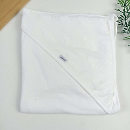 Beyaz Bulut Kapüşonlu Havlu / 80x85 cm / Çift Katlı